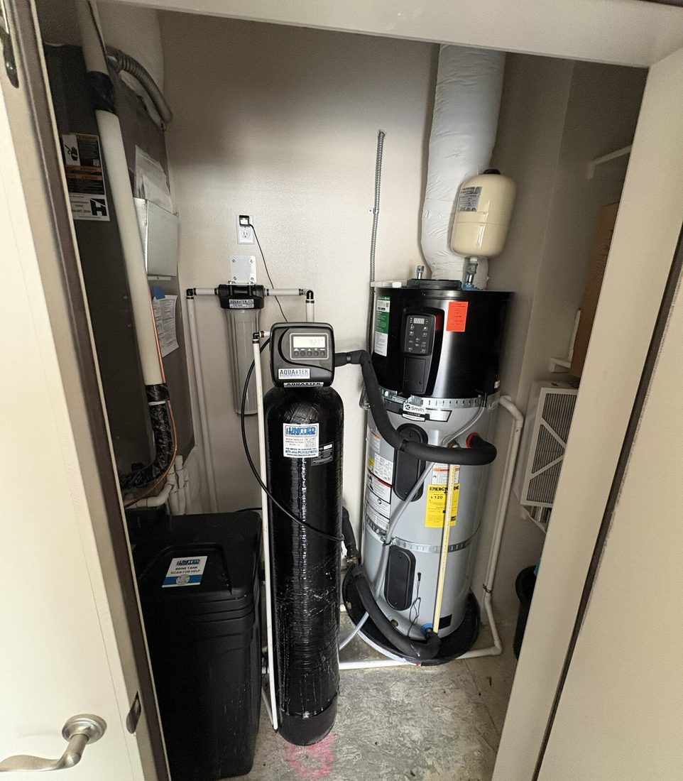 Water heater and filtration equipment installed together